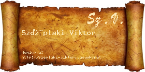 Széplaki Viktor névjegykártya